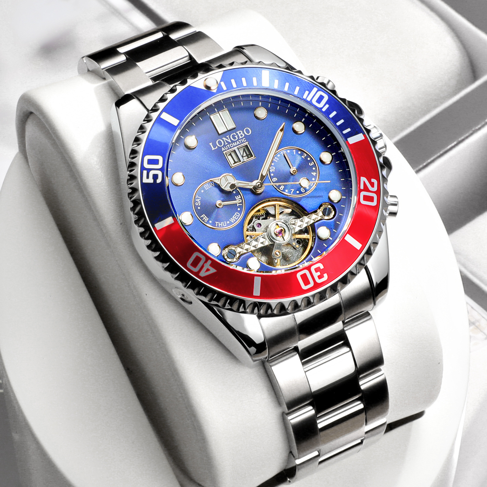 longbo龙波品牌新品全自动镂空透底机械表防水机械男士腕表83225g