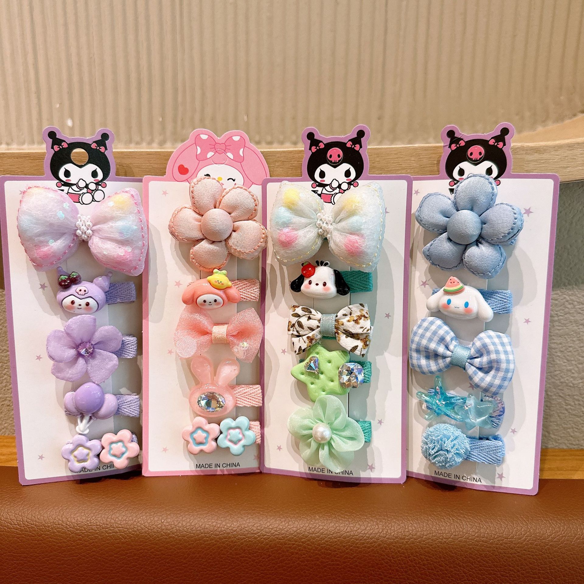 儿童发夹宝宝发卡超萌卡通动物花朵彩虹色布艺蝴蝶结全包布夹子