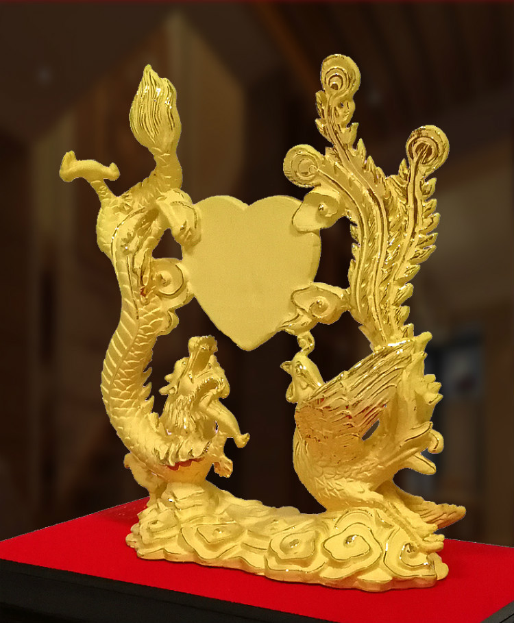 龙凤呈祥绒沙金高档结婚礼物摆件工艺品婚庆新婚礼品送朋友闺蜜