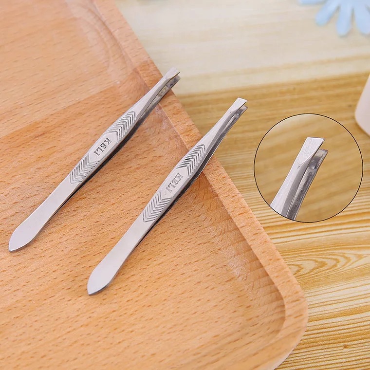 可俐305a 不锈钢平斜口眉毛夹 修眉小镊子 美妆工具眉夹眉毛夹