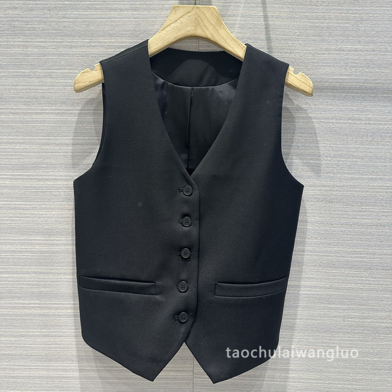 aw68572 西装小马甲气质通勤职业叠穿修身h版型收腰设计背心开衫