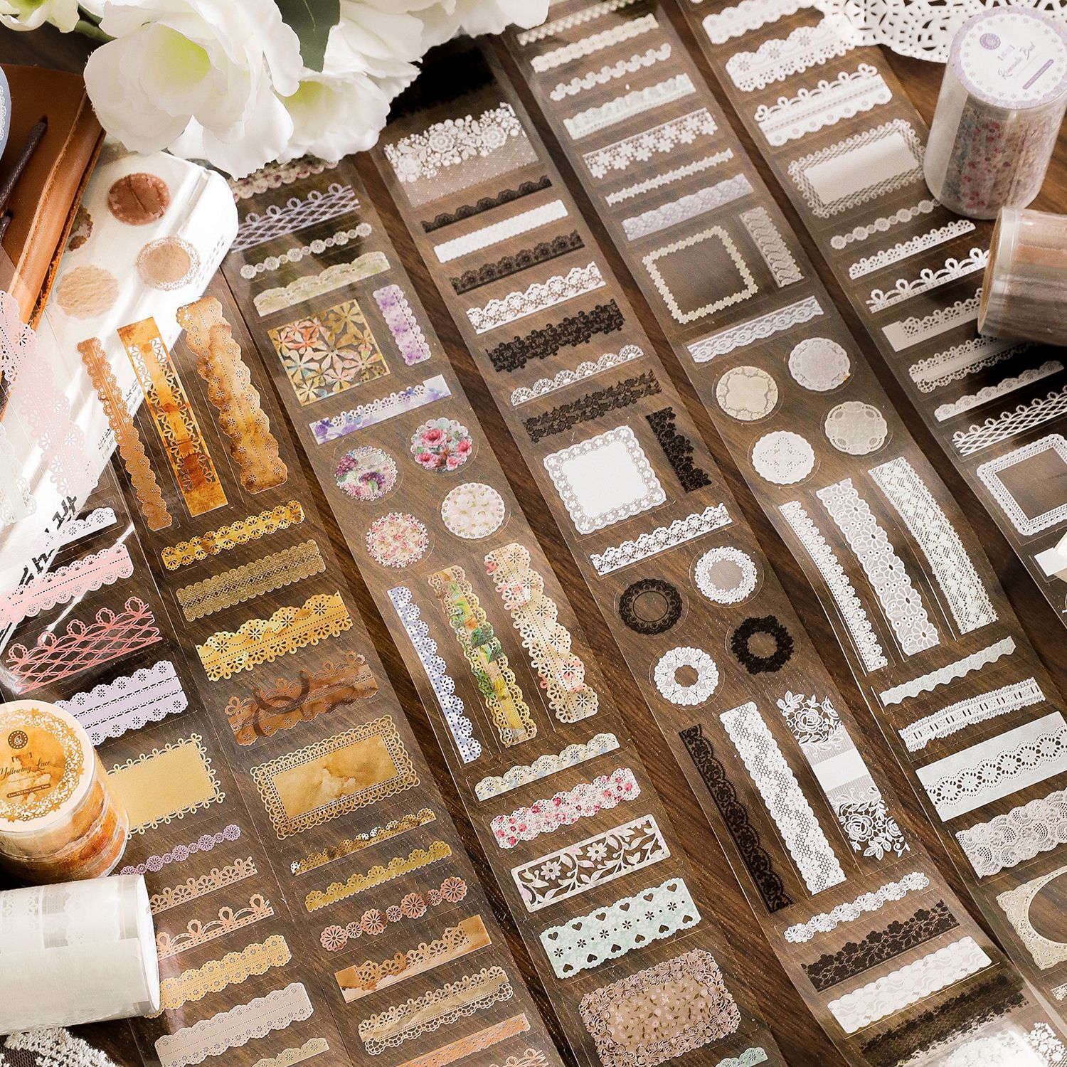 陌墨蕾丝pet模切胶带 花屿蕾丝系列 盐系手帐diy装饰拼贴素材6款