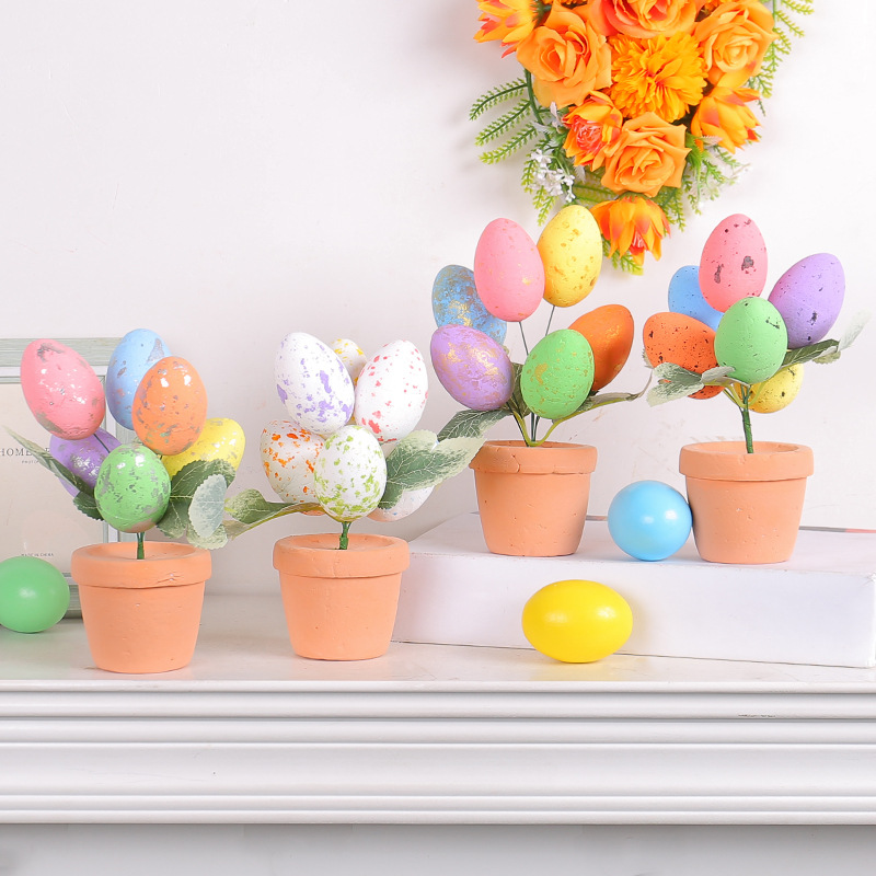 Amazon Hot Sale Spot Egg 2024 Easter Simulation Egg Medium Pot Easter Desktop Decoration Wholesale