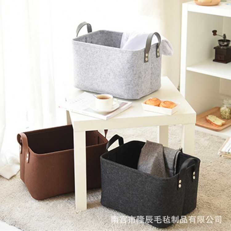 Felt Storage Basket Wardrobe Clothes Storage Box Felt Dustproof Storage Basket Toy Portable Belt Storage Basket