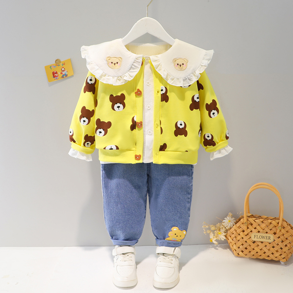 3611女童春装三件套洋气儿童衣服春季婴儿早春童装女宝宝春秋套装