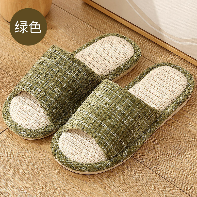 Linen Slippers Women's Summer Indoor Household Floor Slippers Men's Four Seasons Spring and Autumn Women's Summer Cotton Slippers Wholesale