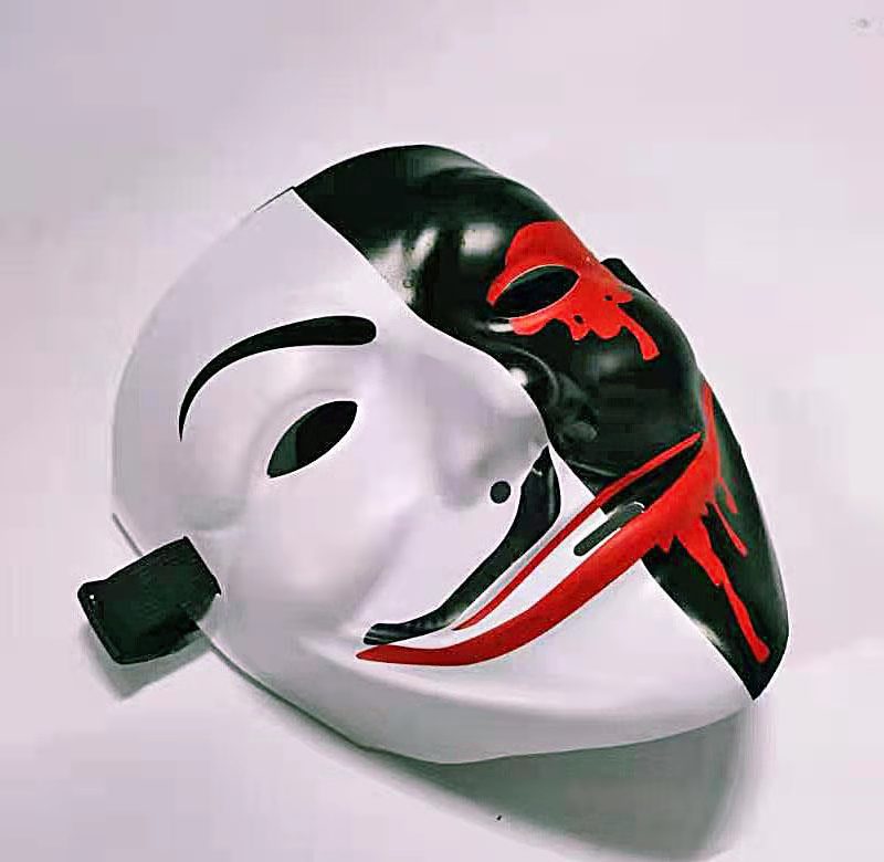 21年新款美国旗款黑v字面具半脸死神阴阳冷光面具