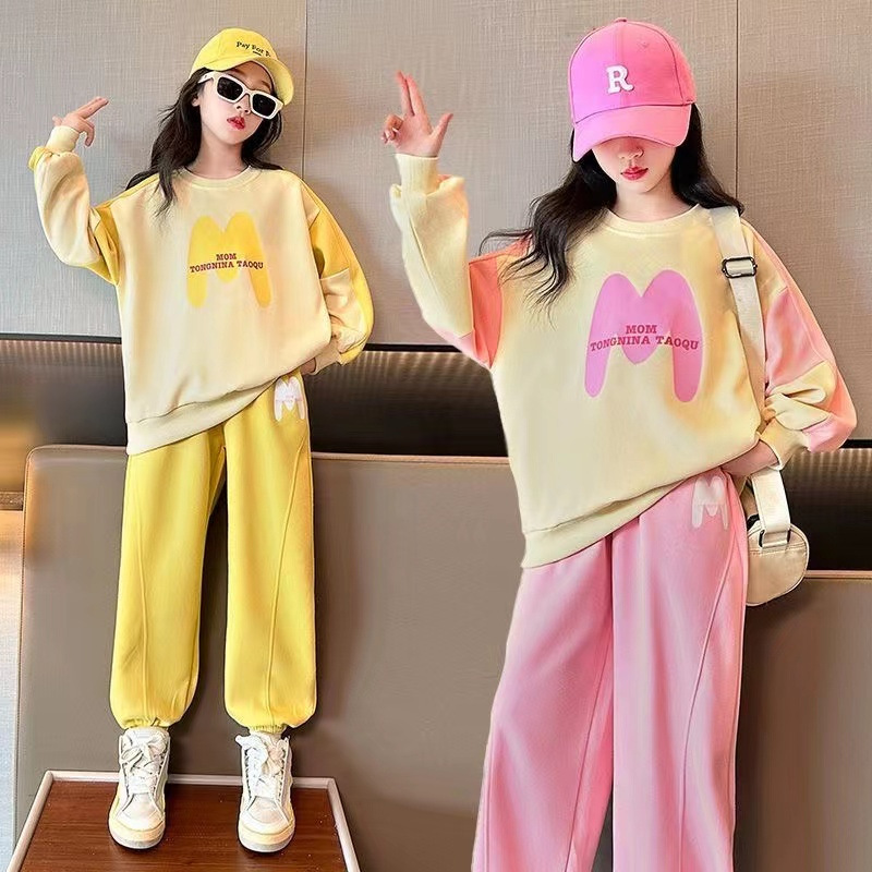 新款女童冬装套装冬季儿童运动女宝宝加绒加厚两件套