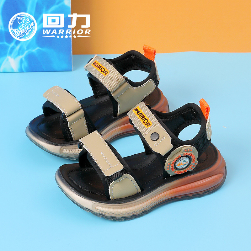 Warrior Children's Shoes Boys' Sports Sandals 2024 Summer New Children's Soft Bottom Beach Shoes Fashionable Casual Shoes for Students