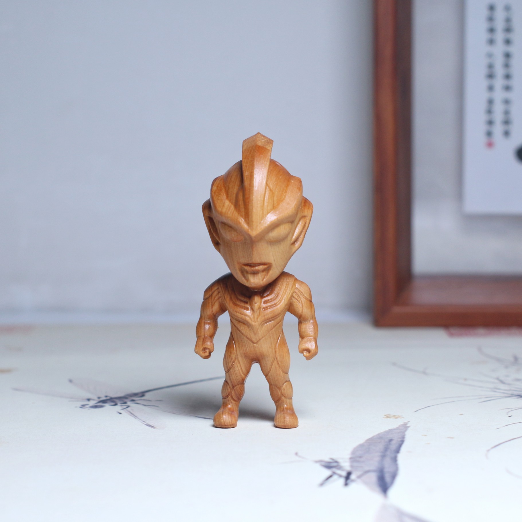 崖柏卡通银河奥特曼玩具手把件木雕男童收藏纪念怪兽雷欧文玩摆件