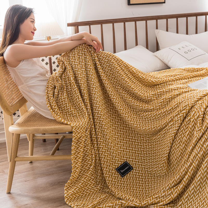 Autumn and Winter Cross-Border Class a Yarn-Dyed Wheat Milk Fiber Warm Blanket Nap Blanket Air Conditioning Blanket Single Layer Four Seasons Blanket