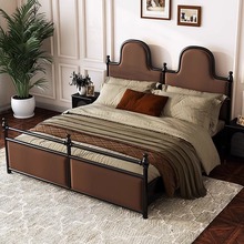 法式复古轻奢黑色软包1.5米主卧床1.8米抽屉高箱储物双人实木床