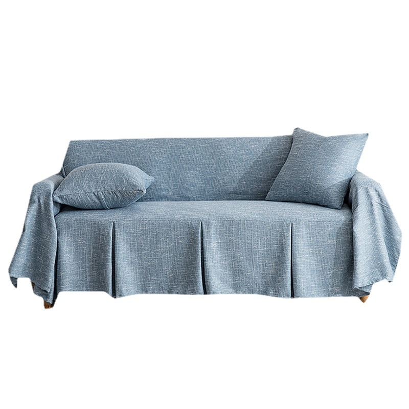 老式三人沙发巾纯色沙发垫四季通用出租屋沙发大盖布米白色灰绿粉