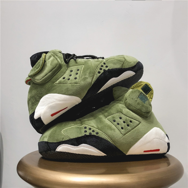 aj6代篮球鞋大巴黎樱木花道军绿布袋口袋乔六高帮运动男女棉鞋