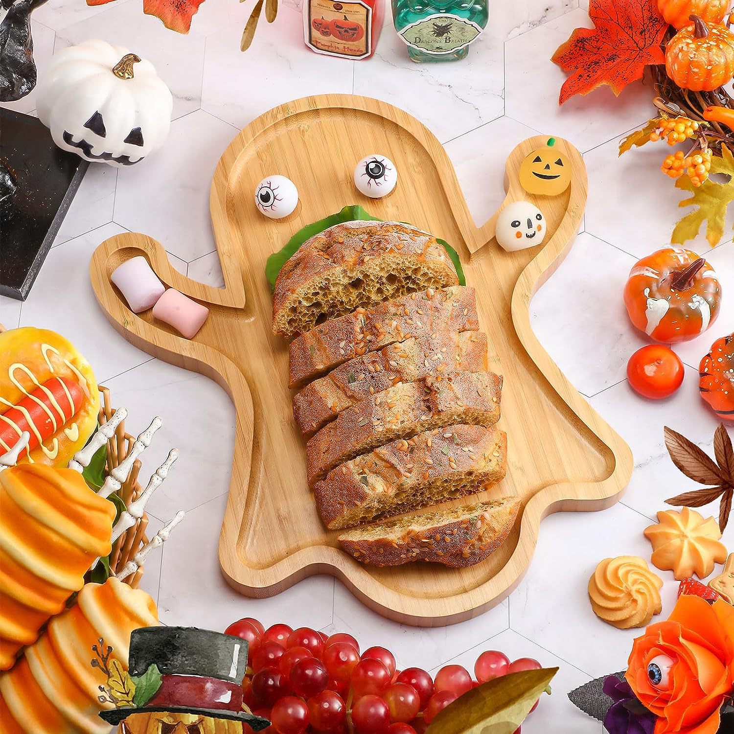 Halloween Solid Wood Creative Funny Tray Decoration Snack Family Decoration Halloween Party Candy Cookie Tray