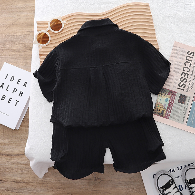 Boys Summer Suit 2024 New Western Style Baby Boy Short Sleeve Shirt Two-Piece Set Baby Children's Clothing Summer Korean Style Fashion