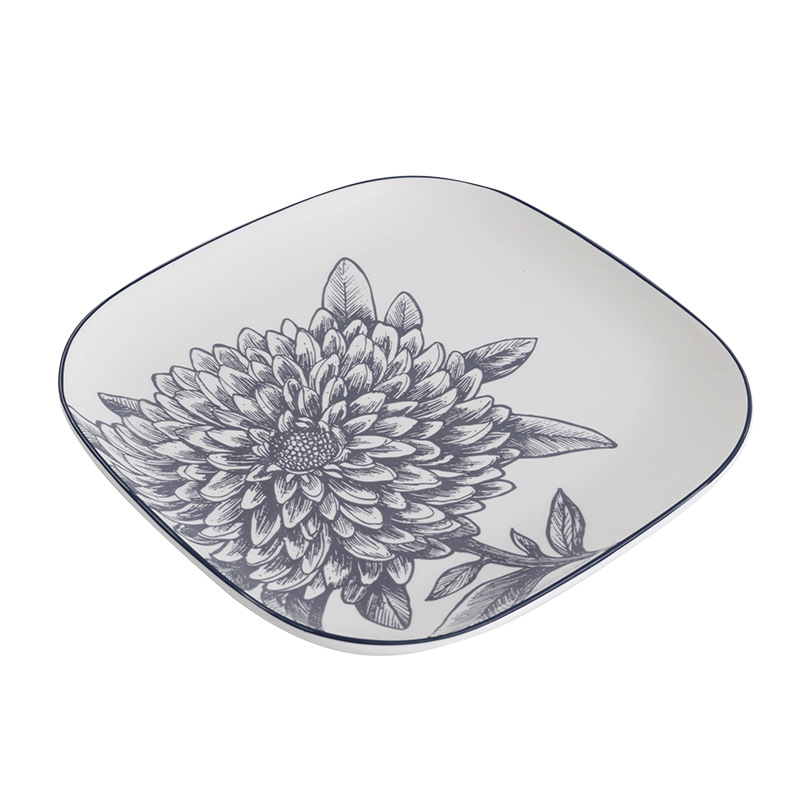 Huafan Manor Series High Temperature in-Glaze Decoration Afternoon Tea Ceramic Tableware Food Tray Rice Bowl Soup Plate Shallow Plate Teapot