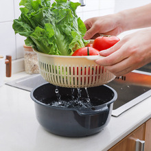 双层洗菜盆塑料沥水篮子漏盆淘米神器菜蓝淘菜盆家用厨房洗水果盘