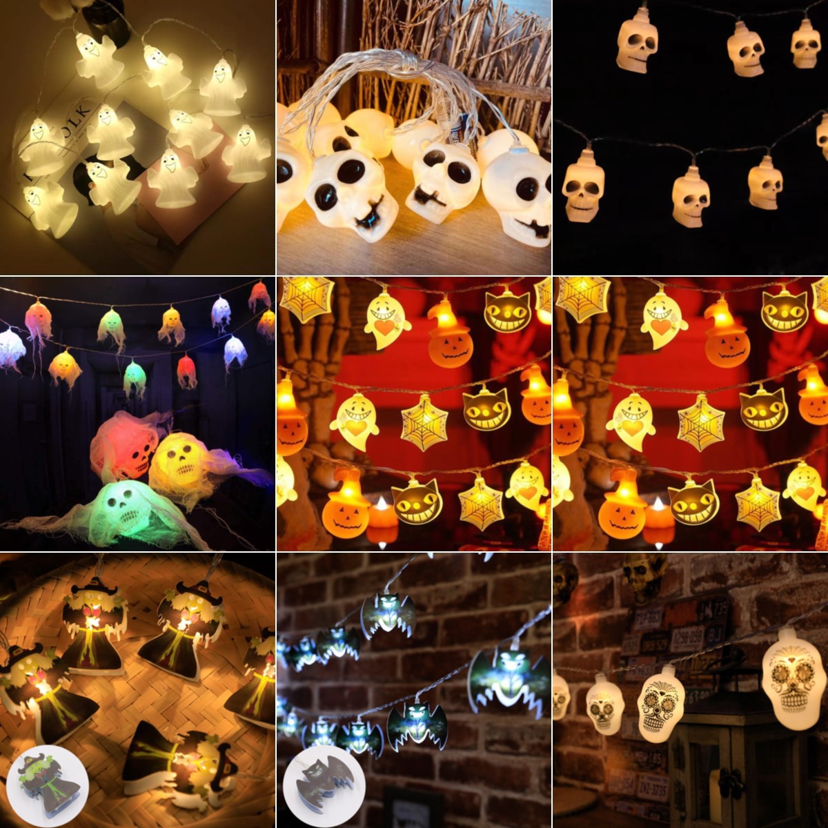 cross-border easter led pumpkin ghost spider bat ghost festival atmosphere decorative string lights halloween skull light string