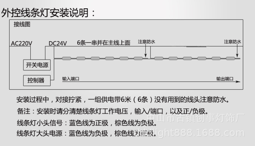 私模新款:led线条灯,5050/48灯,户外防雨线条灯,单色彩色12w