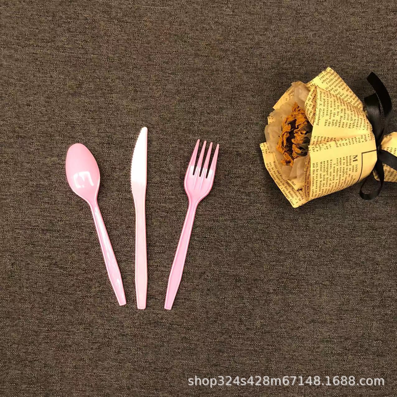 Disposable Tableware Amazon Hot Plastic Knife, Fork and Spoon Factory Wholesale Cross-Border Packaging Color Can Be Determined