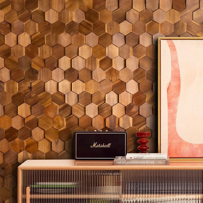 实木马赛克橱窗墙面沙发垫装饰画电视六边形六角3d拼图客厅玄关