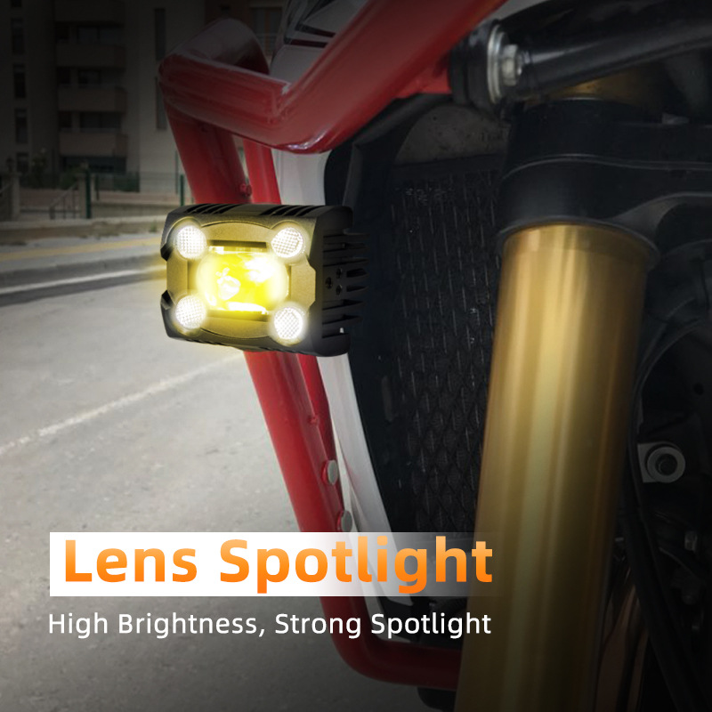 New U20 Car Led Lock and Load Spray Spotlight Motorcycle Spotlight Two-Color Lens Headlight Electromobile Lights