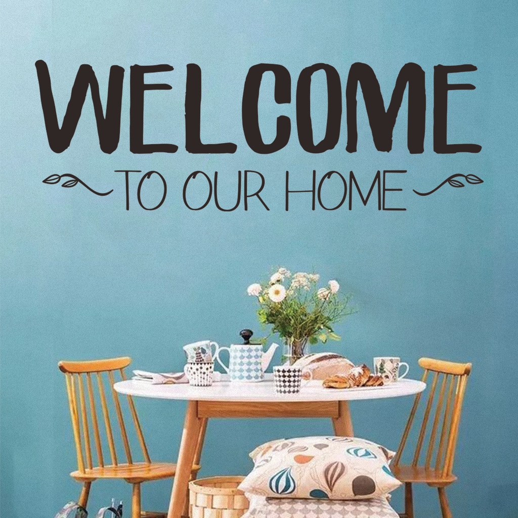 welcome to our home欢迎来我家雕刻墙贴 af3102英文vinyl贴纸