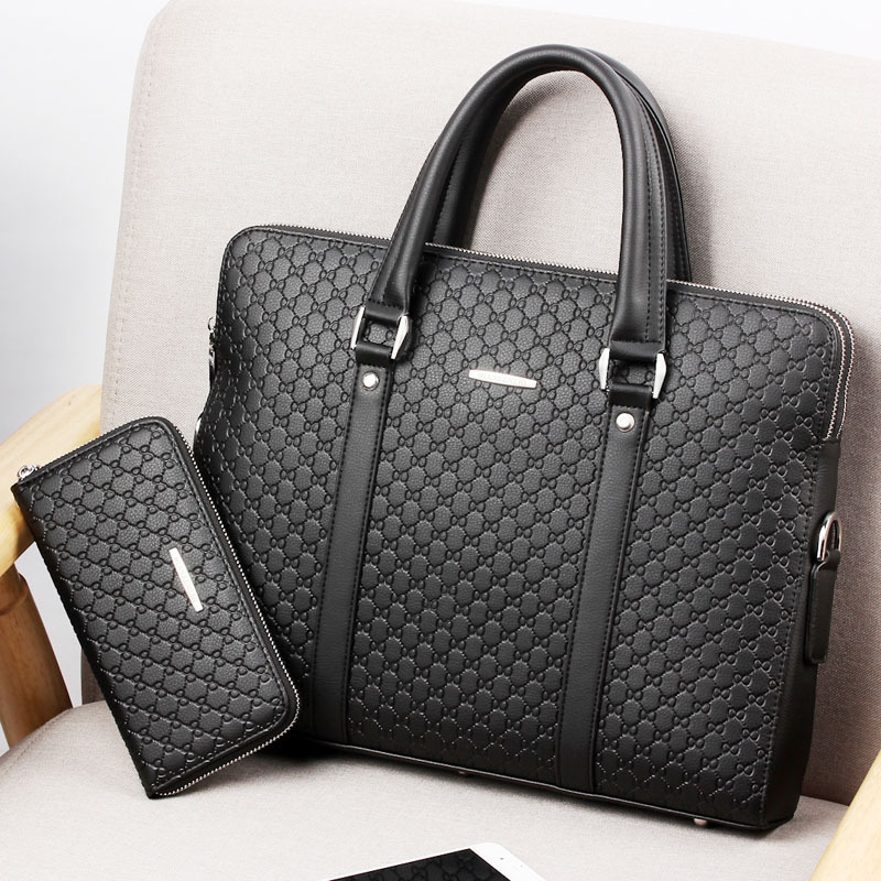 Cross-Border Men's Bag 2022 New Handbag Business Briefcase Embossed Letter Shoulder Messenger Bag Horizontal Computer Bag