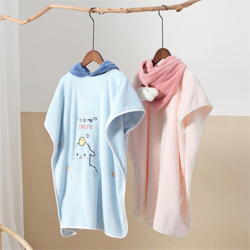 Cartoon Children's Bath Towel Cape Hooded Cute Thickening Bath Swimming Soft Water-Absorbing Quick-Drying Wearable Hooded Bathrobe