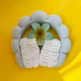 跨境外贸云朵毛巾料发箍鸡蛋花夹子套装亚马逊海绵头箍束发带组合