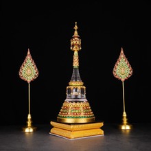 泰式鎏金彩绘镶嵌宝石亚克力舍利塔（不包括经幡）