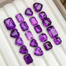 天然乌拉圭紫水晶裸石浓紫色紫罗兰长方形椭圆形心形裸石戒面彩色