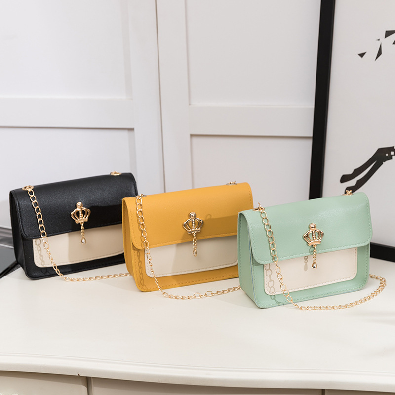 Ladies Bag Women's Foreign Trade Bags 2024 Summer Autumn New Style Macaron Mobile Phone Bag Crown Chain Small Square Bag Shoulder