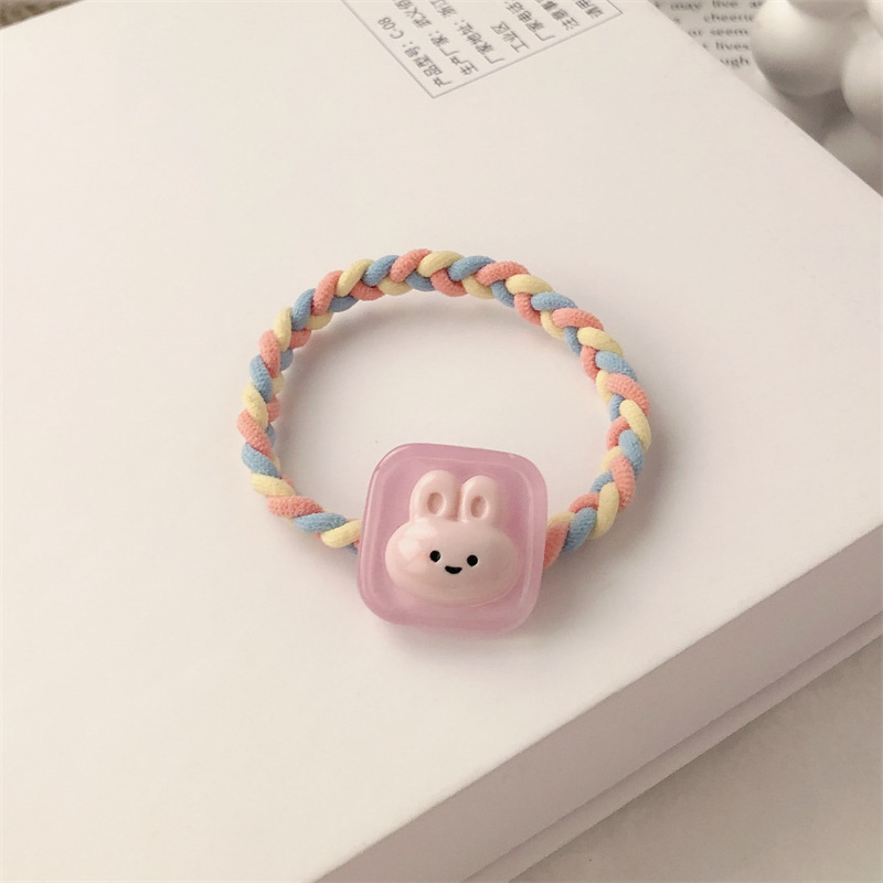 Cute Woven Twist Rabbit Hair Rope High Elastic Sweet Hair Ring Hair Rope Hair Band Girl Basic Hair Accessories