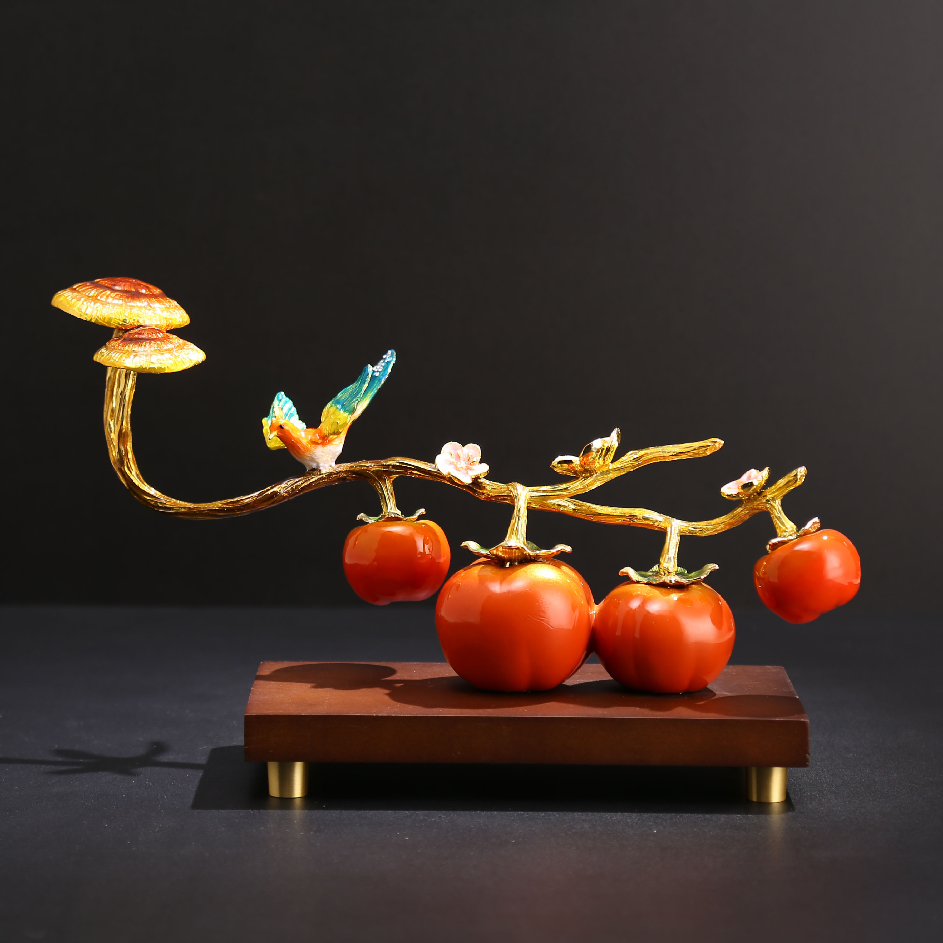 新中式柿柿如意柿子摆件轻奢工艺品办公室酒柜装饰品新居乔迁礼品