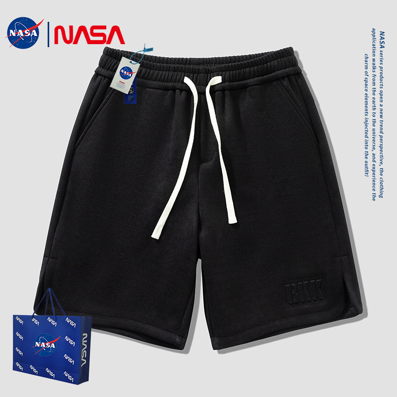 Nasa Shorts Men's 2023 New Summer Trendy Internet Hot Casual Pants Sports Pants Loose Knee Length Pants plus Size