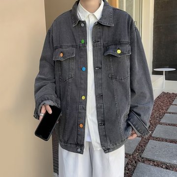 牛仔外套男秋季高街潮牌休闲夹克港风帅气宽松学生休闲工装上衣服