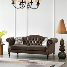 美式真皮沙发轻奢复古客厅大小户型高端简约直排拉扣法式真皮沙发