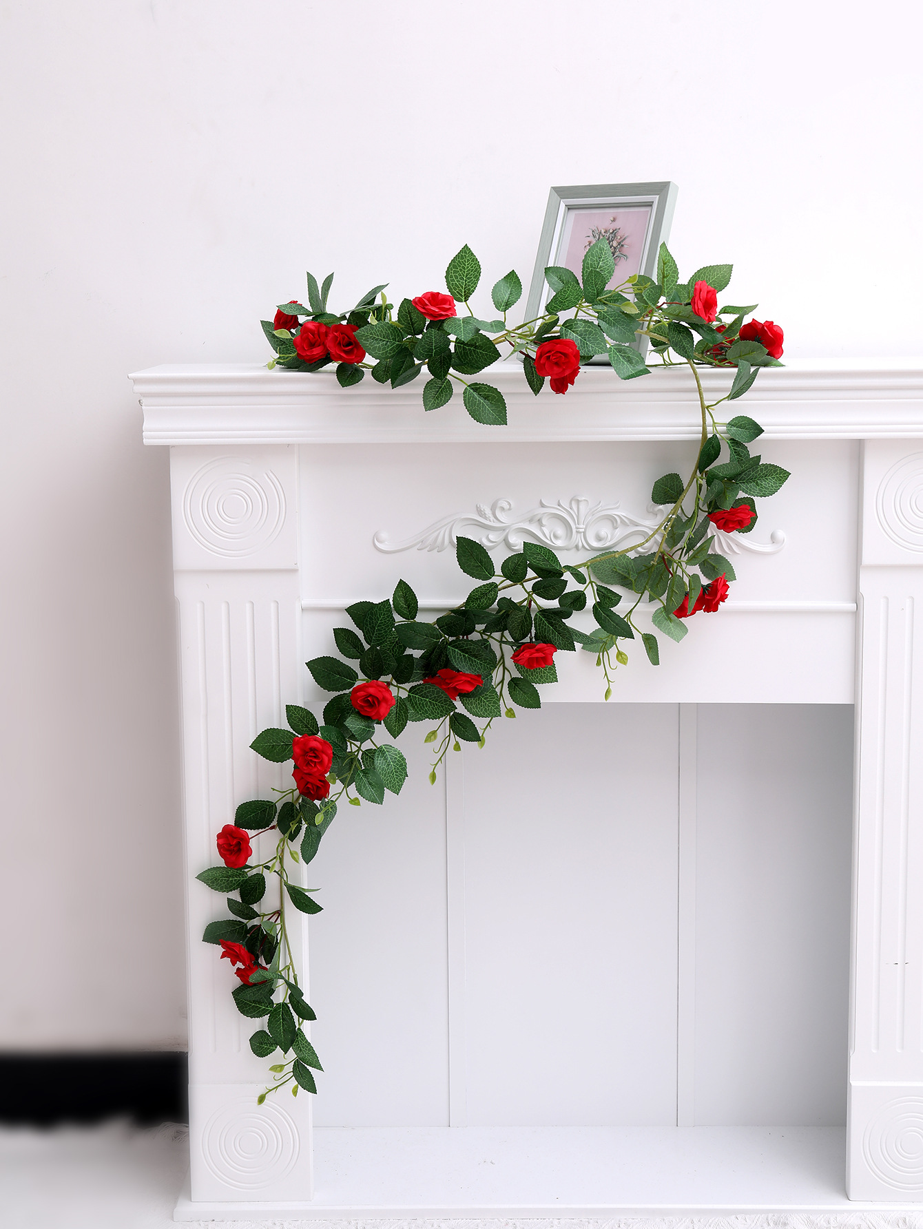 Artificial Wire Rose Vine Plastic Flowers Wedding Creative Decoration Open Pipe Pipe Living Room Wall Hanging Silk Flower Vine