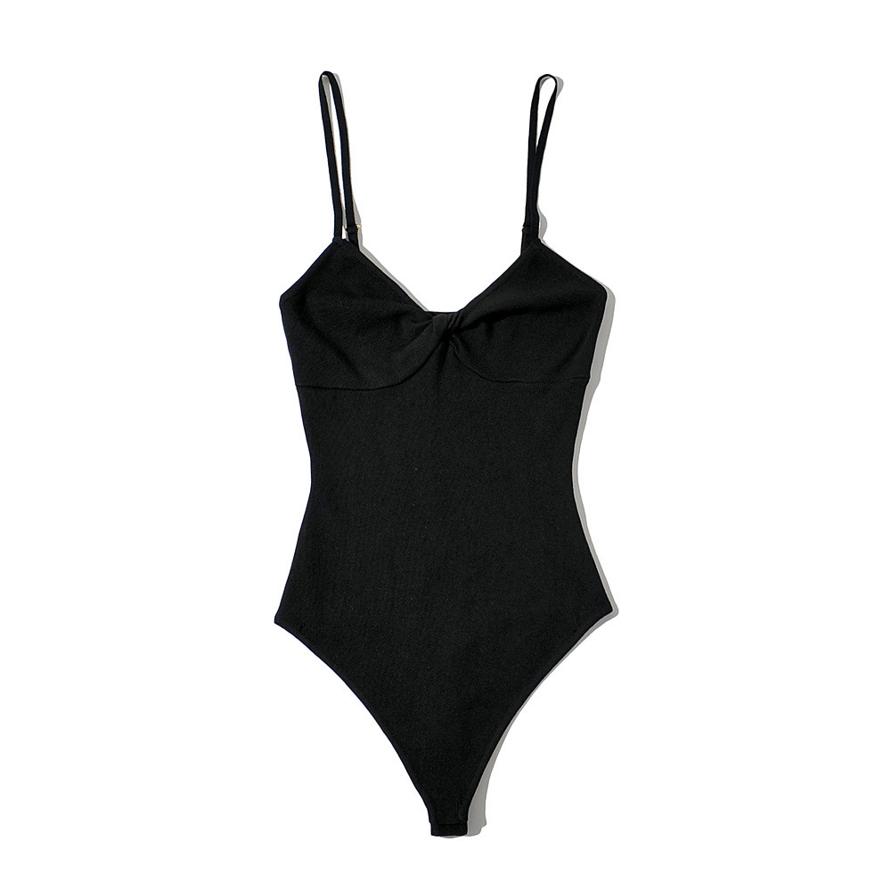 夏季新款欧美女装纽结针织吊带修身连体衣l1801