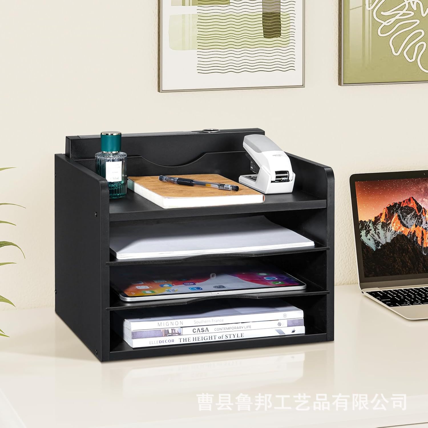 木质桌面文件整理架办公室多层资料托盘家用学生书本文具置物架