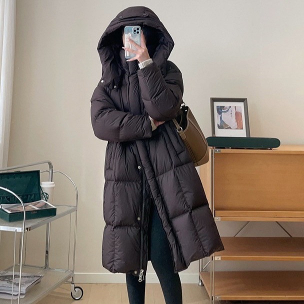 行走的大被子柜上3000 优质90白鸭绒连帽长款羽绒服