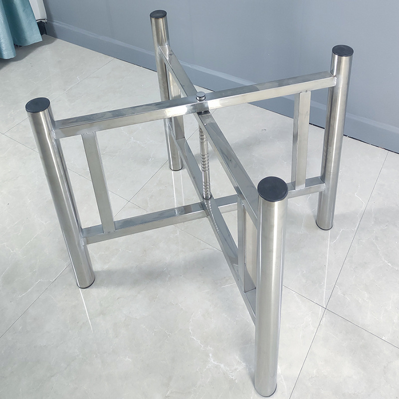 304不锈钢简易大圆桌方桌折叠桌腿支架桌脚饭桌餐桌伸缩桌架台脚