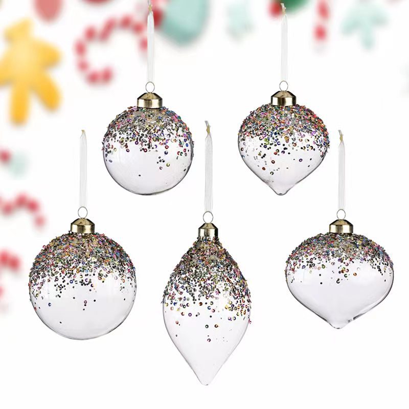 New Arrival Christmas Transparent Hand Painted Sequined Ball Christmas Tree Ornament Ball Hotel Mall Opening Birthday Pie