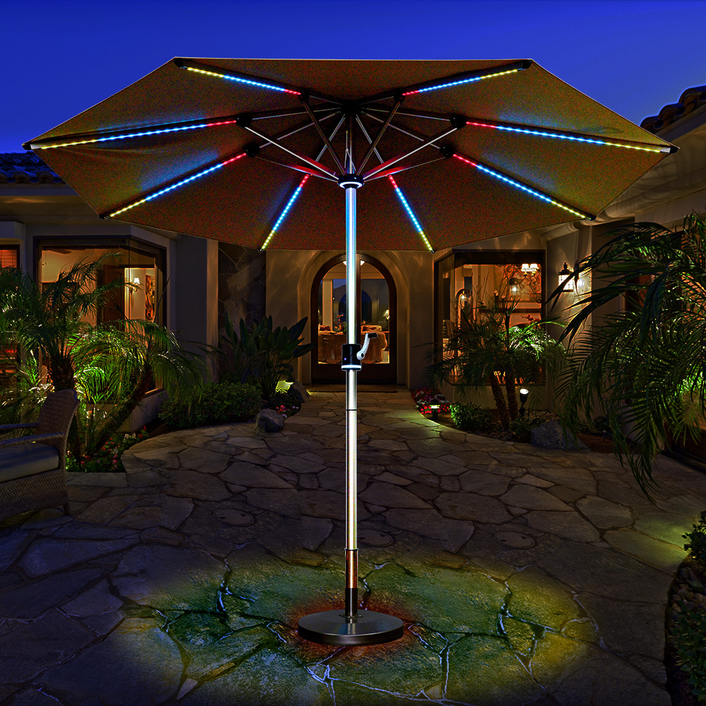 led灯光伞rgb炫彩景区伞太阳能中柱伞七彩立柱伞户外遮阳伞-阿里巴巴