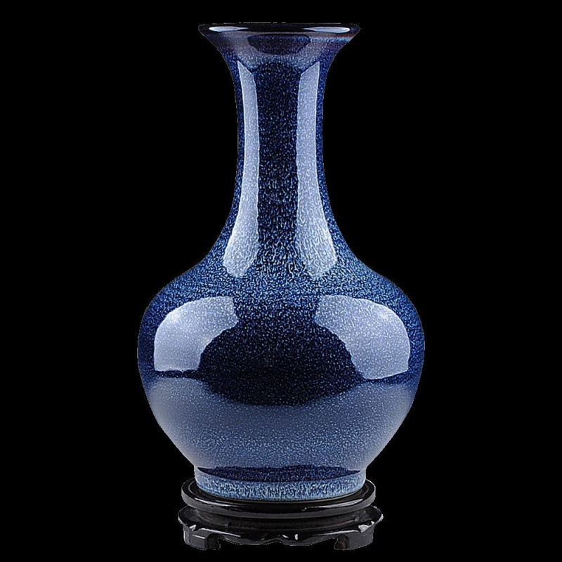包邮景德镇陶瓷花瓶摆件窑变蓝色创意瓷器客厅插花花器新中式家居