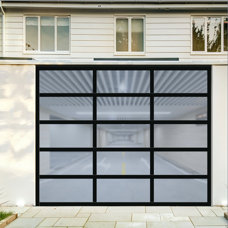 铝合金透视车库门汽车4s店透视翻板车库门电动遥控透明提升大门