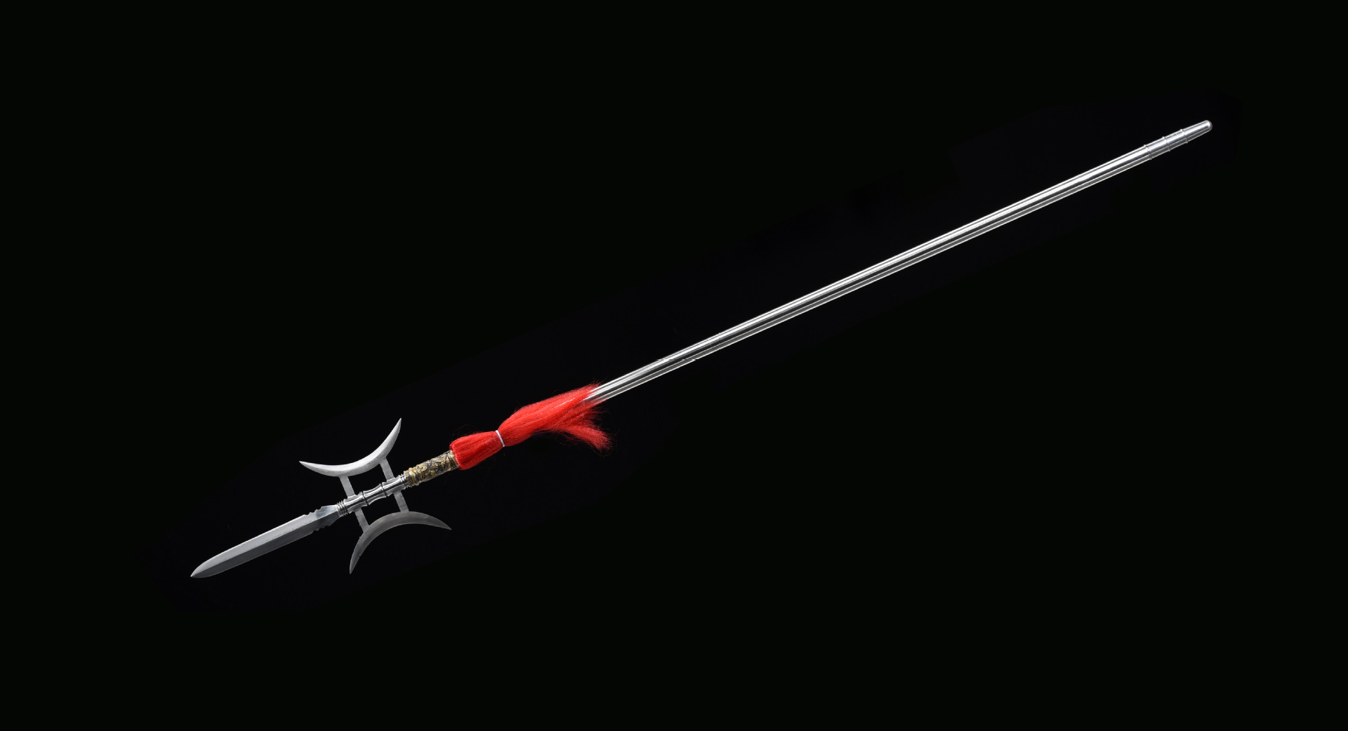 龙泉市刀剑花纹钢手工锻打十八般兵器双月方天画戟影视摆件未开刃