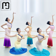贝群傣族舞蹈演出服装表演服孔雀舞鱼尾裙傣族练习服装女舞裙艺考